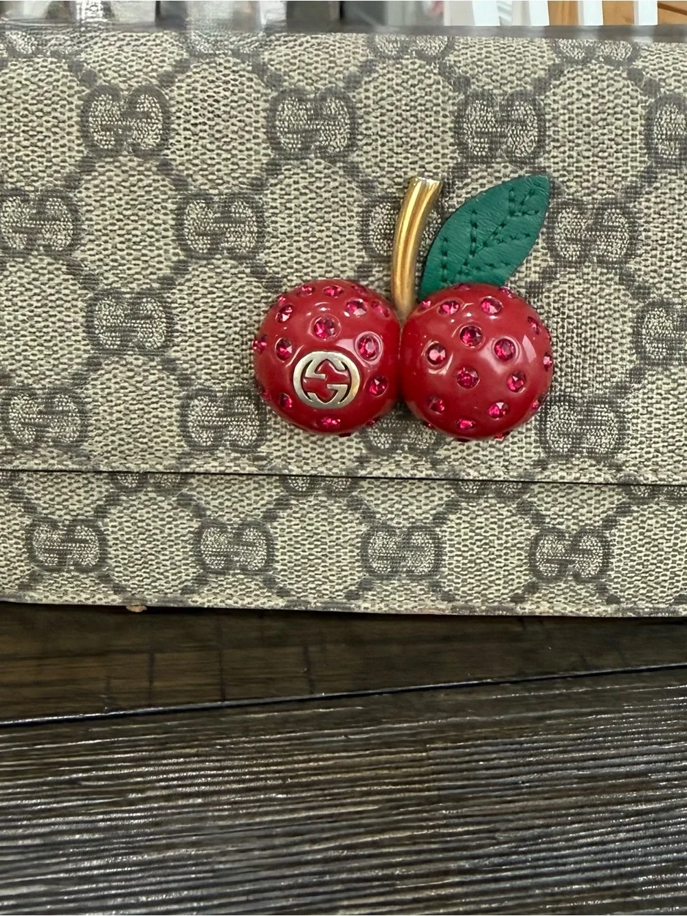 Gucci Monogram Mini Cherry Chain Bag